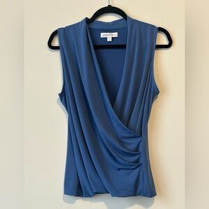 Amour Vert Blue Wrap Drape Top Size M